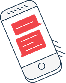 Smartphone with text message bubbles