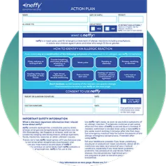 A screenshot of the neffy Action Plan in a green-teal gradient circle