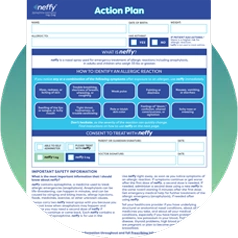 A screenshot of the neffy Action Plan in a green-teal gradient circle
