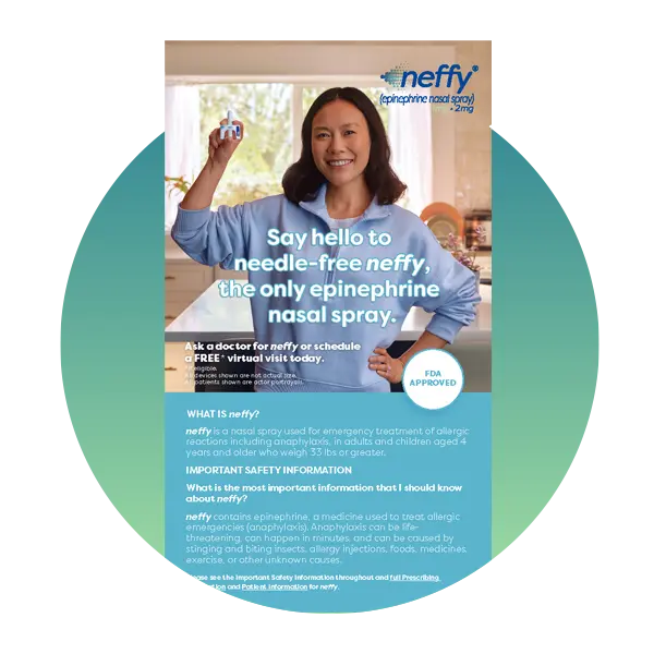 A screenshot of the Patient Education Brochure in a green-teal gradient circle