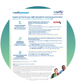 A screenshot of the neffyconnect Patient Flashcard in a green-teal gradient circle